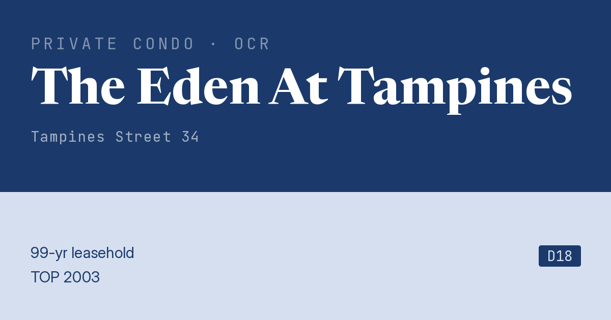 The Eden At Tampines Resale | Price, Transactions, Rental & Analysis