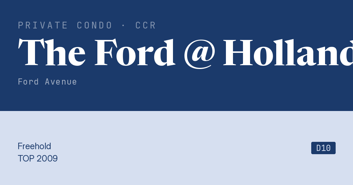 The Ford @ Holland Resale | Price, Transactions, Rental & Analysis