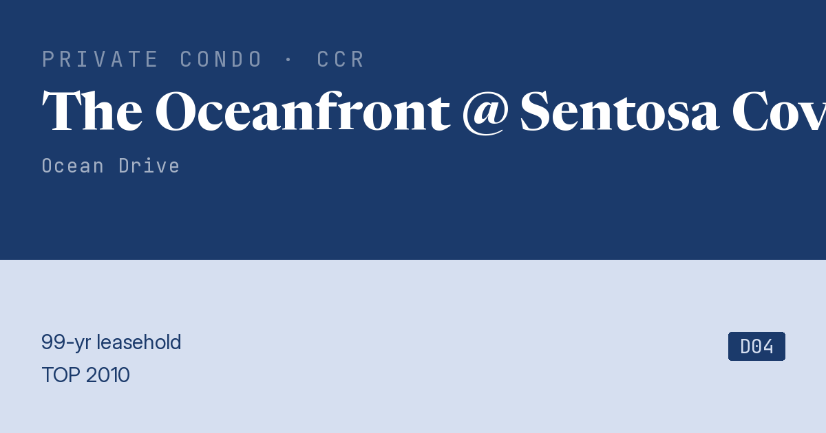The Oceanfront @ Sentosa Cove Resale | Price, Transactions, Rental & Analysis