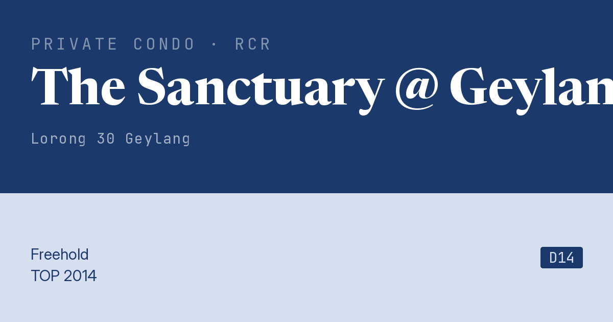 The Sanctuary @ Geylang Resale | Price, Transactions, Rental & Analysis