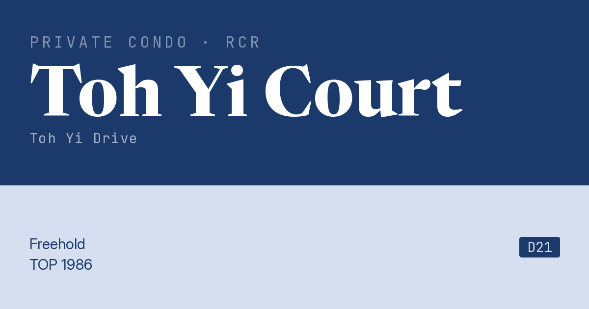 Toh Yi Court Resale | Price, Transactions, Rental & Analysis