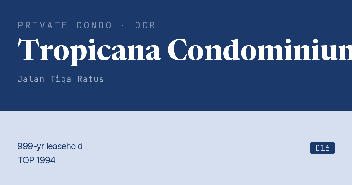 Tropicana Condominium Resale | Price, Transactions, Rental & Analysis