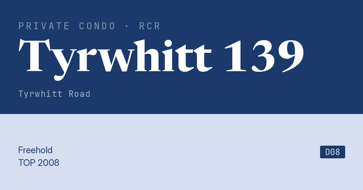 Tyrwhitt 139 Resale | Price, Transactions, Rental & Analysis