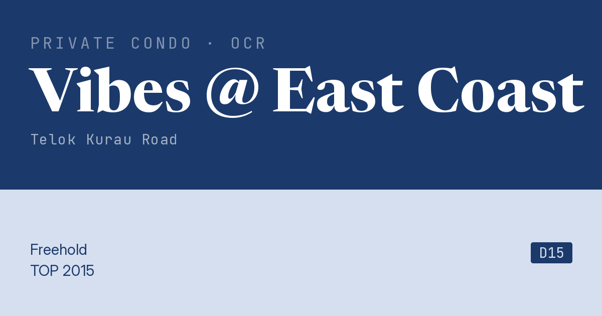Vibes @ East Coast Resale | Price, Transactions, Rental & Analysis