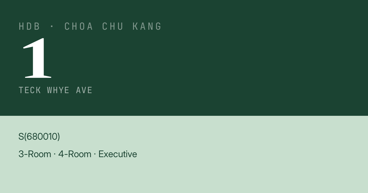 Blk 1 Teck Whye Ave HDB Resale | Price, Transactions & Rental Data
