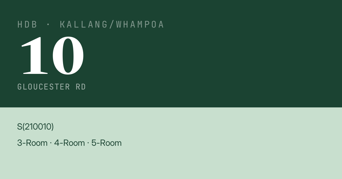 Blk 10 Gloucester Rd HDB Resale | Price, Transactions & Rental Data