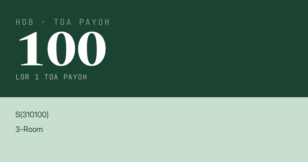 Blk 100 Lor 1 Toa Payoh HDB Resale | Price, Transactions & Rental Data