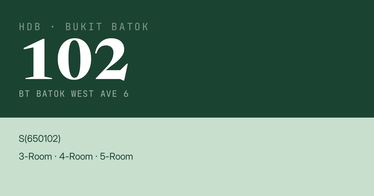 Blk 102 Bt Batok West Ave 6 HDB Resale | Price, Transactions & Rental Data