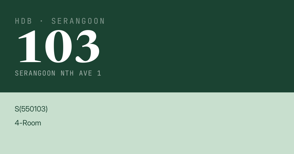 Blk 103 Serangoon Nth Ave 1 HDB Resale | Price, Transactions & Rental Data