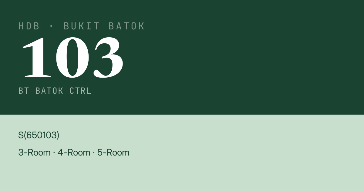 Blk 103 Bt Batok Ctrl HDB Resale | Price, Transactions & Rental Data