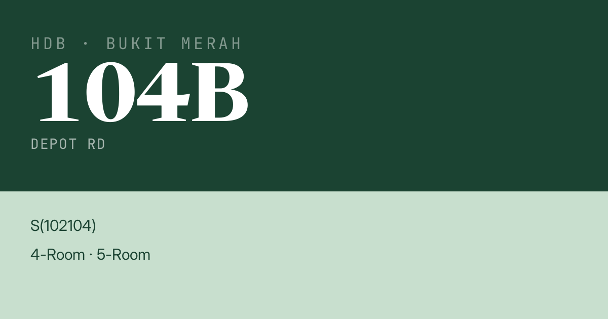Blk 104B Depot Rd HDB Resale | Price, Transactions & Rental Data