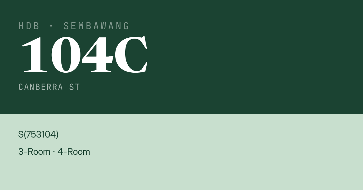 Blk 104C Canberra St HDB Resale | Price, Transactions & Rental Data