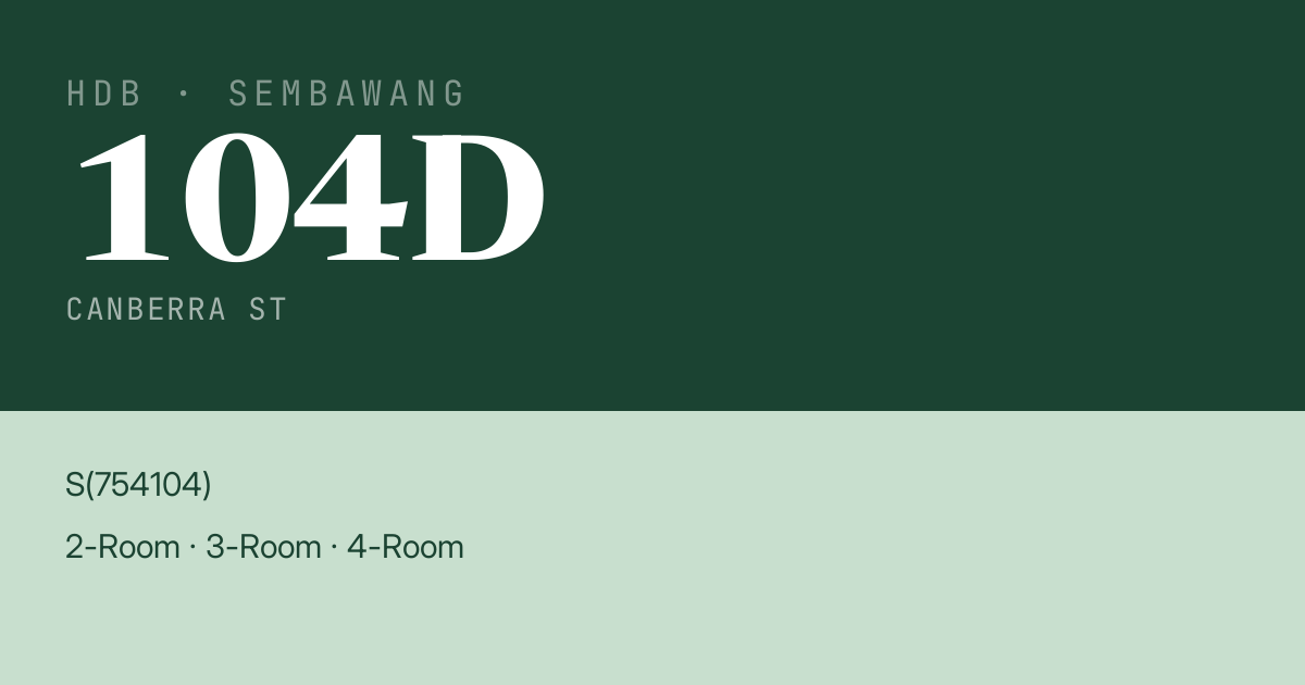 Blk 104D Canberra St HDB Resale | Price, Transactions & Rental Data