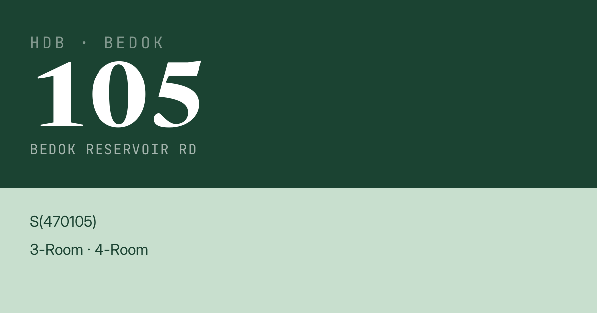 Blk 105 Bedok Reservoir Rd HDB Resale | Price, Transactions & Rental Data