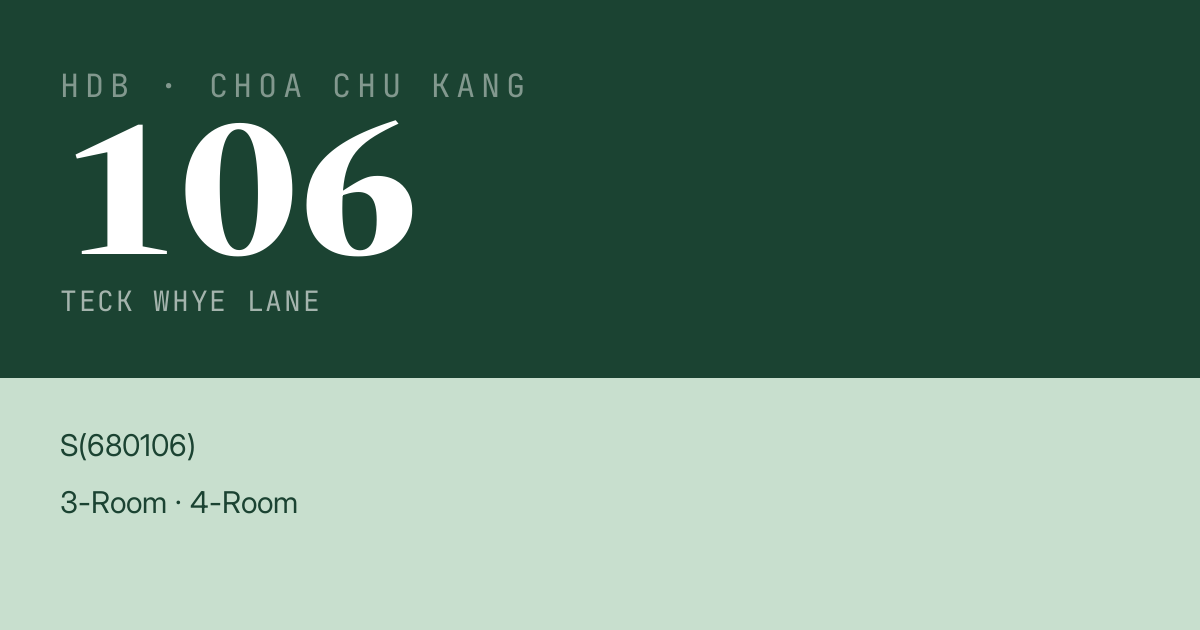 Blk 106 Teck Whye Lane HDB Resale | Price, Transactions & Rental Data