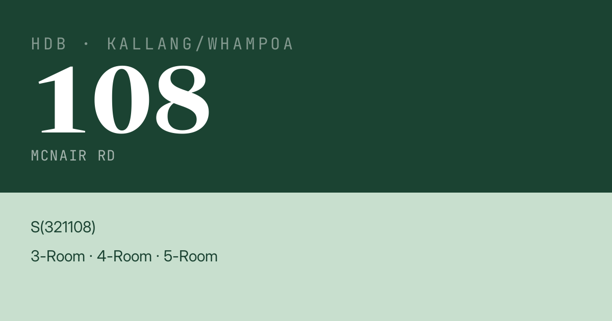 Blk 108 Mcnair Rd HDB Resale | Price, Transactions & Rental Data
