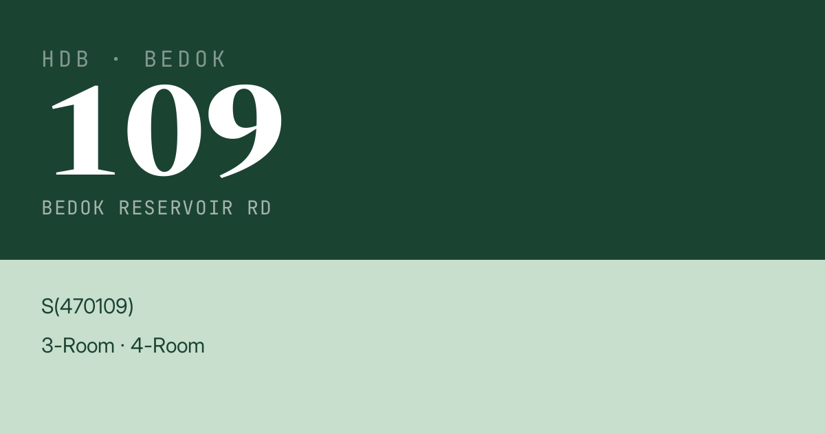 Blk 109 Bedok Reservoir Rd HDB Resale | Price, Transactions & Rental Data