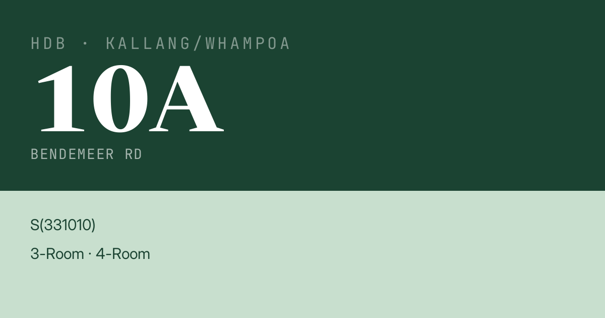 Blk 10A Bendemeer Rd HDB Resale | Price, Transactions & Rental Data