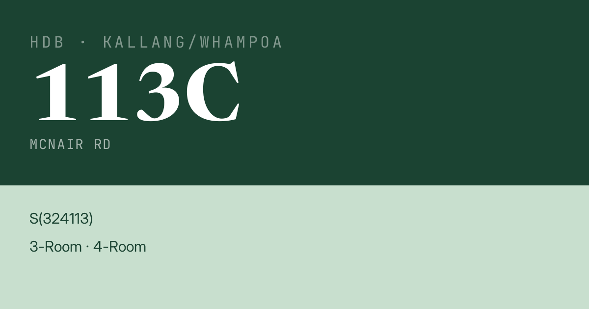 Blk 113C Mcnair Rd HDB Resale | Price, Transactions & Rental Data