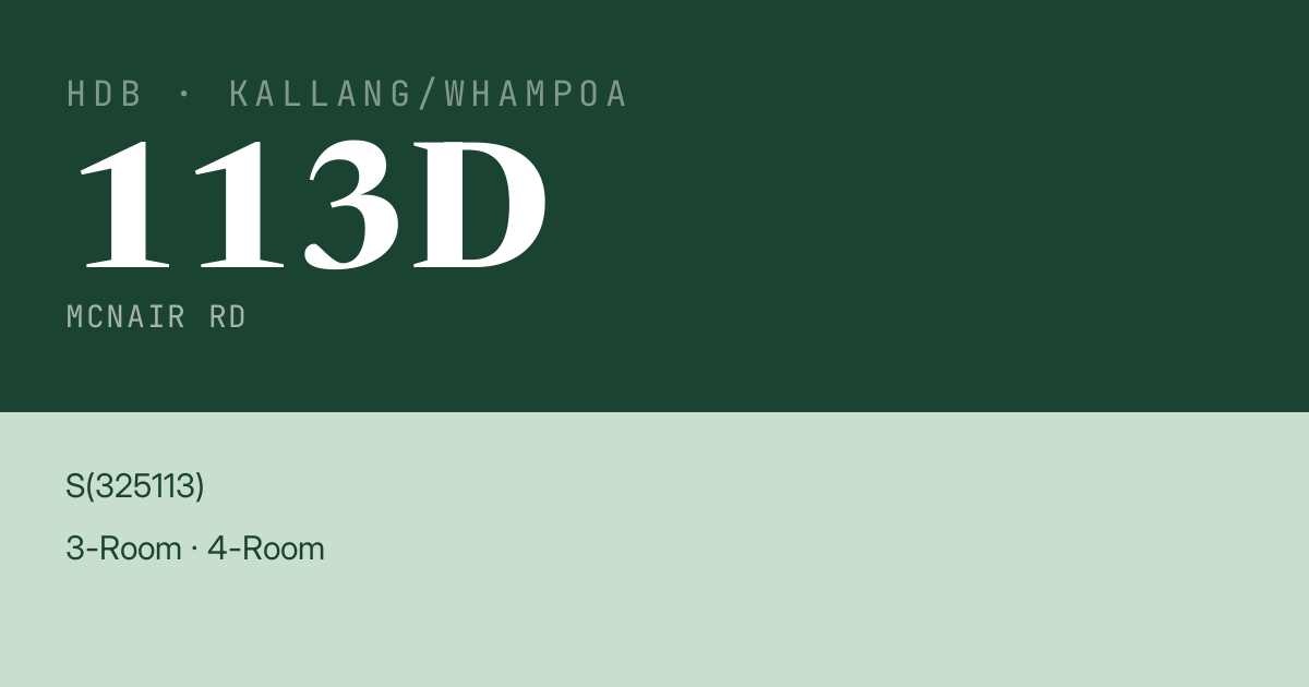 Blk 113D Mcnair Rd HDB Resale | Price, Transactions & Rental Data