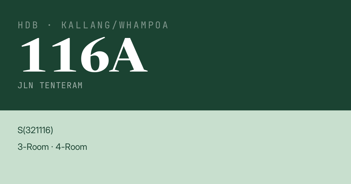 Blk 116A Jln Tenteram HDB Resale | Price, Transactions & Rental Data