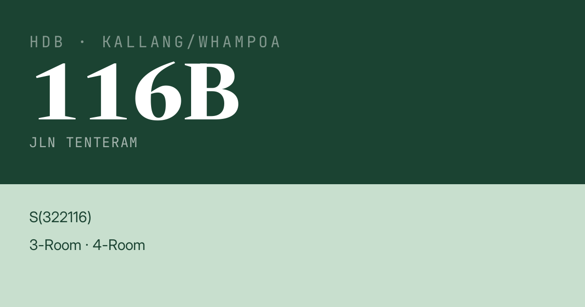 Blk 116B Jln Tenteram HDB Resale | Price, Transactions & Rental Data
