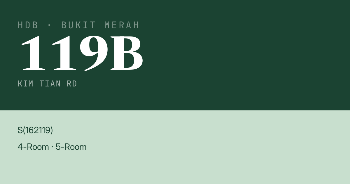 Blk 119B Kim Tian Rd HDB Resale | Price, Transactions & Rental Data
