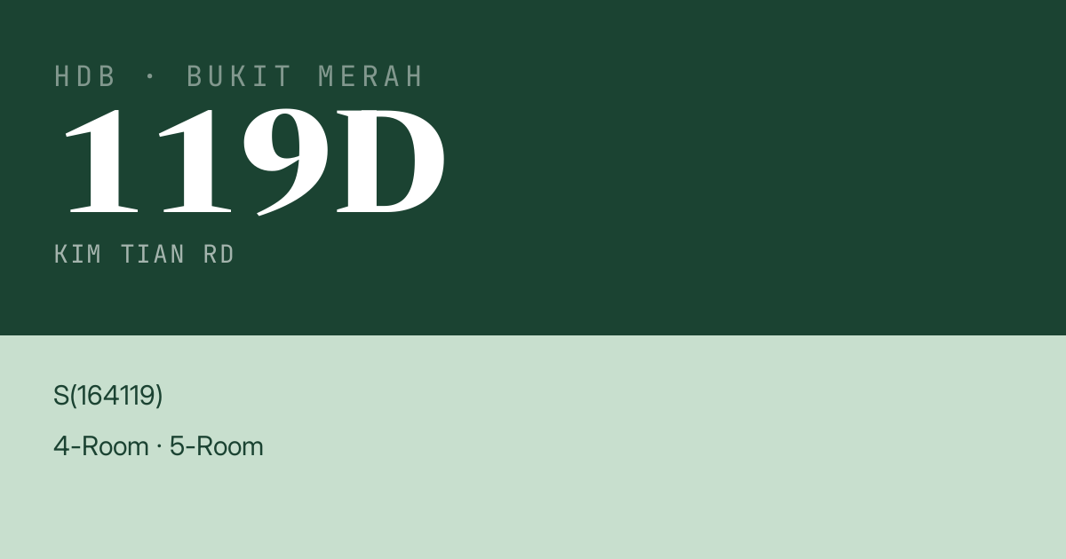 Blk 119D Kim Tian Rd HDB Resale | Price, Transactions & Rental Data