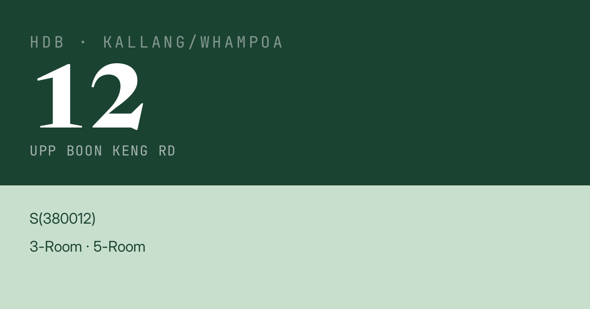Blk 12 Upp Boon Keng Rd HDB Resale | Price, Transactions & Rental Data