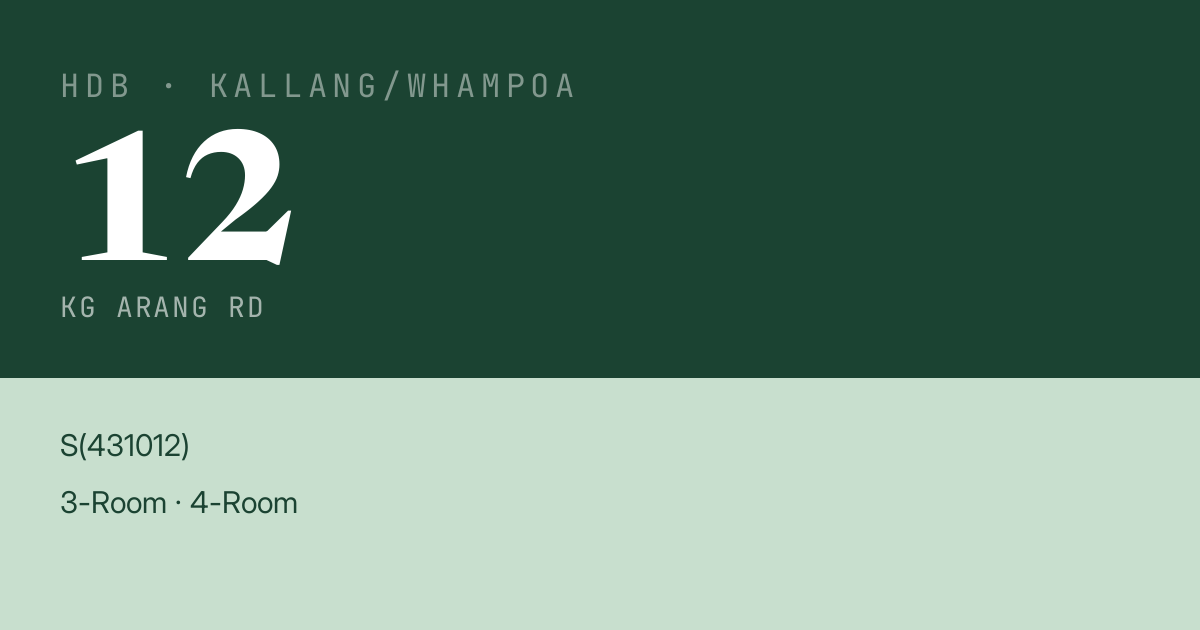 Blk 12 Kg Arang Rd HDB Resale | Price, Transactions & Rental Data