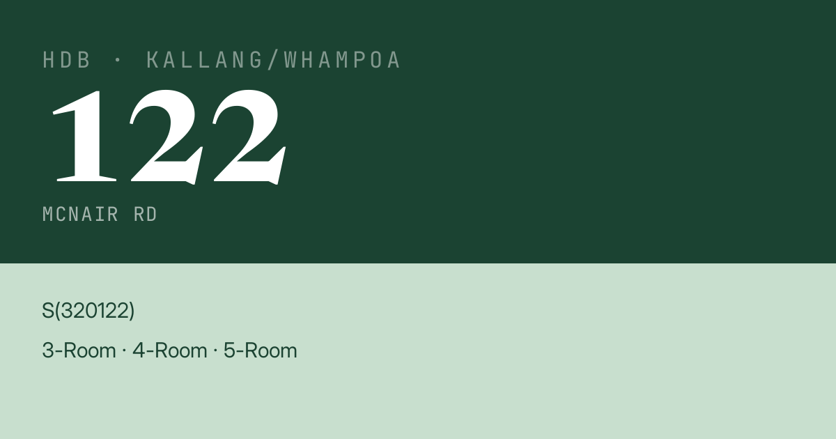 Blk 122 Mcnair Rd HDB Resale | Price, Transactions & Rental Data