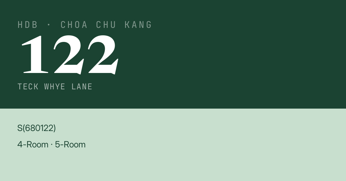 Blk 122 Teck Whye Lane HDB Resale | Price, Transactions & Rental Data