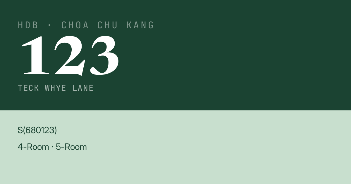 Blk 123 Teck Whye Lane HDB Resale | Price, Transactions & Rental Data