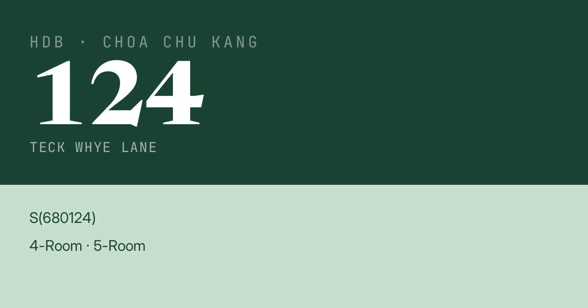 Blk 124 Teck Whye Lane HDB Resale | Price, Transactions & Rental Data