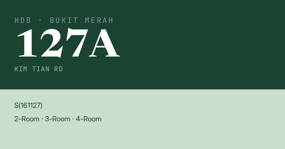 Blk 127A Kim Tian Rd HDB Resale | Price, Transactions & Rental Data