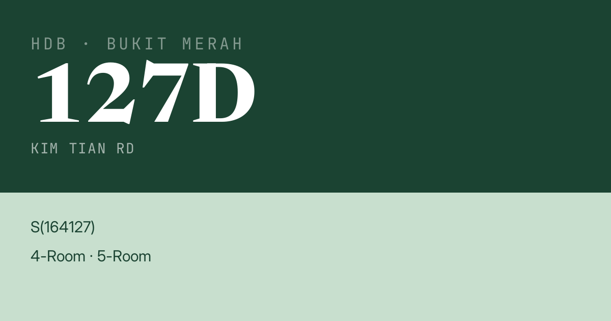 Blk 127D Kim Tian Rd HDB Resale | Price, Transactions & Rental Data