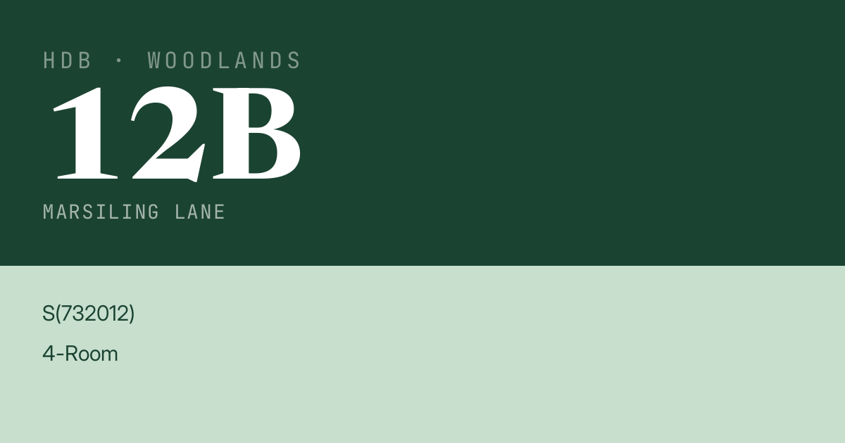 Blk 12B Marsiling Lane HDB Resale | Price, Transactions & Rental Data