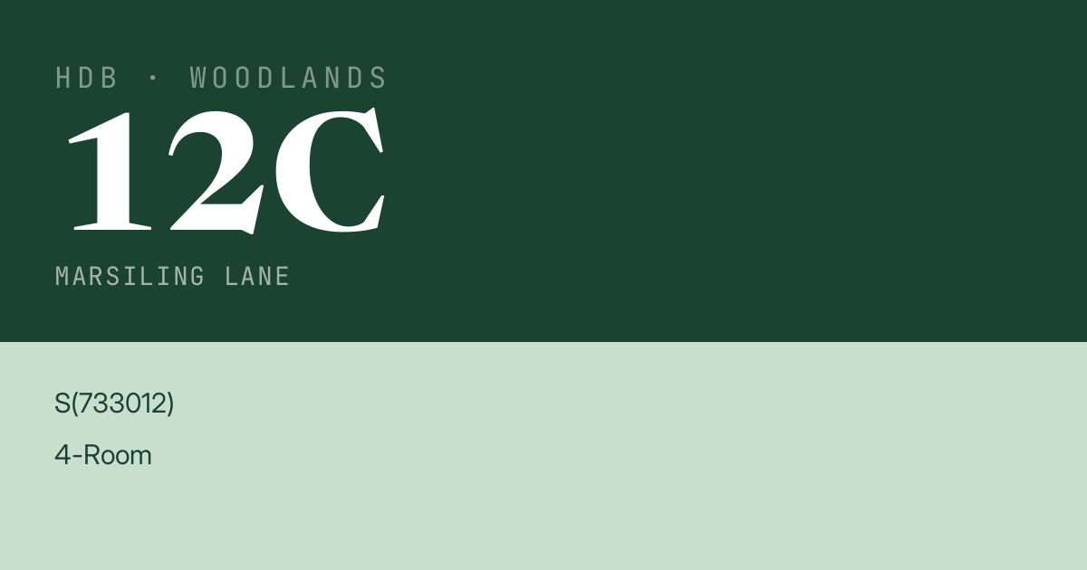 Blk 12C Marsiling Lane HDB Resale | Price, Transactions & Rental Data
