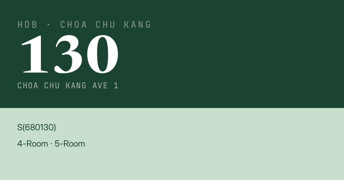 Blk 130 Choa Chu Kang Ave 1 HDB Resale | Price, Transactions & Rental Data