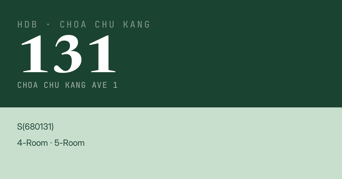 Blk 131 Choa Chu Kang Ave 1 HDB Resale | Price, Transactions & Rental Data