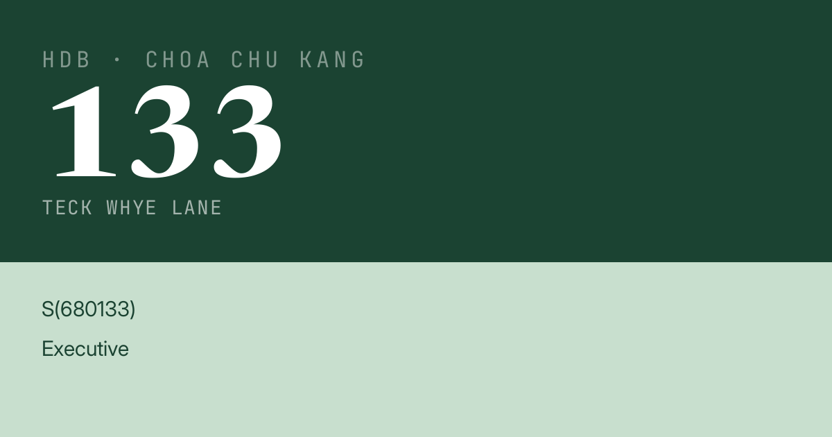 Blk 133 Teck Whye Lane HDB Resale | Price, Transactions & Rental Data