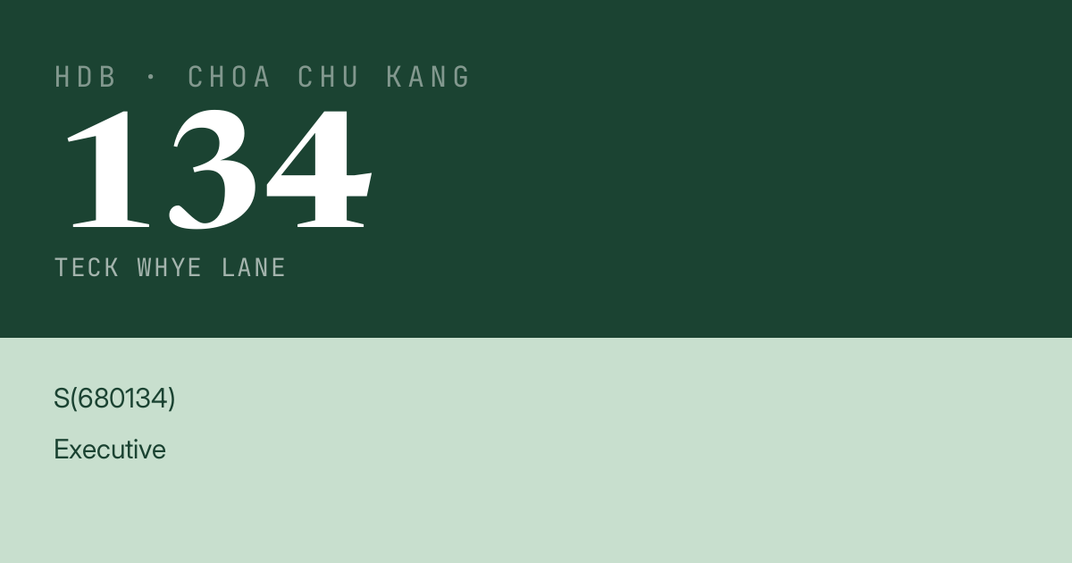 Blk 134 Teck Whye Lane HDB Resale | Price, Transactions & Rental Data