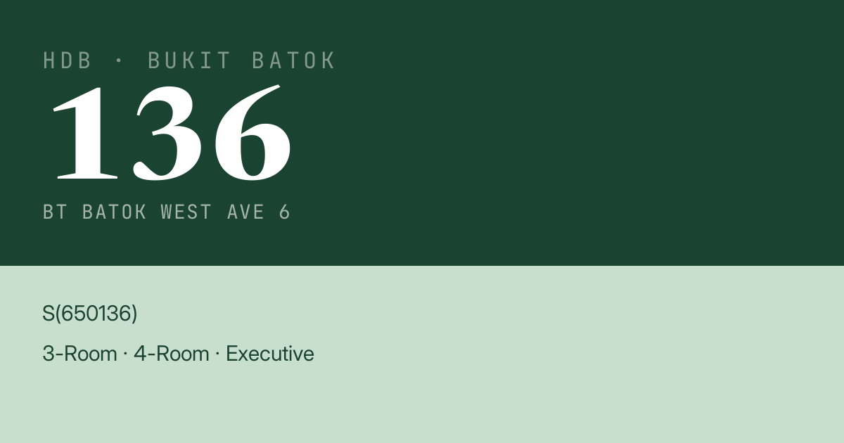 Blk 136 Bt Batok West Ave 6 HDB Resale | Price, Transactions & Rental Data