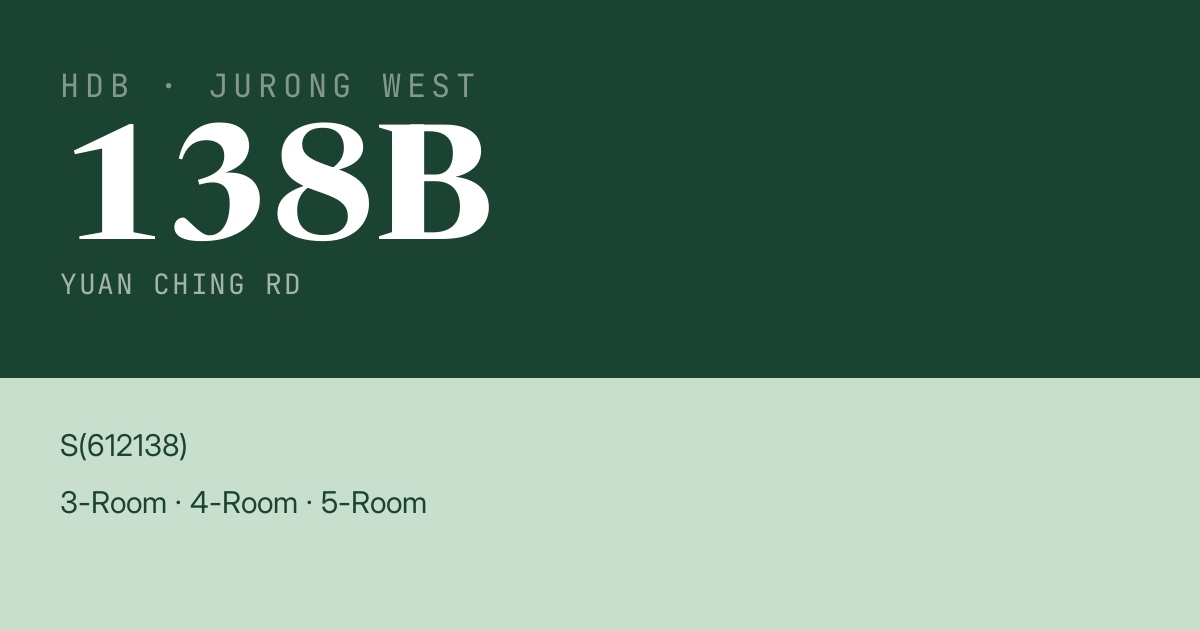 Blk 138B Yuan Ching Rd HDB Resale | Price, Transactions & Rental Data