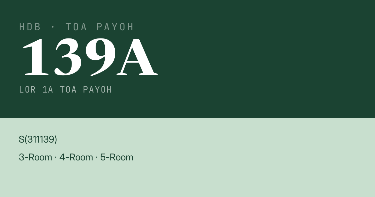 Blk 139A Lor 1A Toa Payoh HDB Resale | Price, Transactions & Rental Data