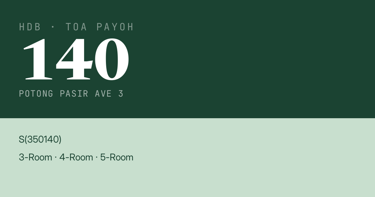 Blk 140 Potong Pasir Ave 3 HDB Resale | Price, Transactions & Rental Data