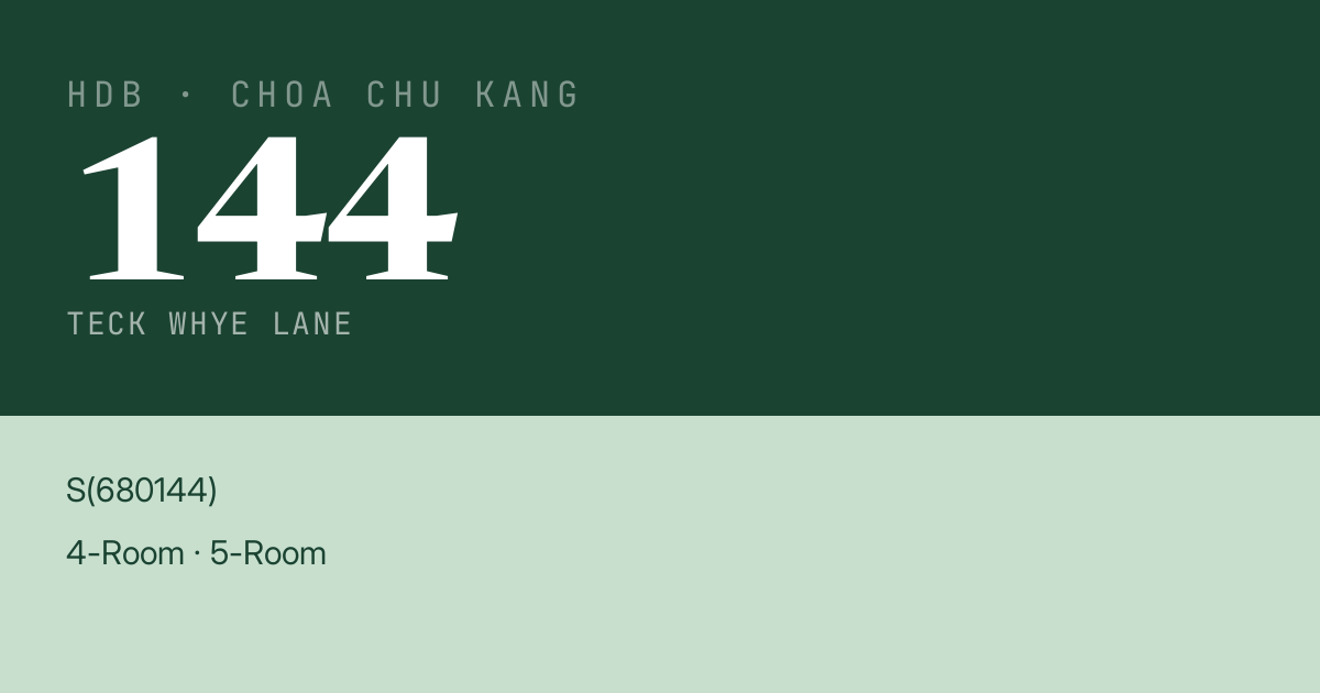 Blk 144 Teck Whye Lane HDB Resale | Price, Transactions & Rental Data