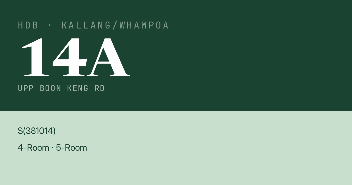 Blk 14A Upp Boon Keng Rd HDB Resale | Price, Transactions & Rental Data