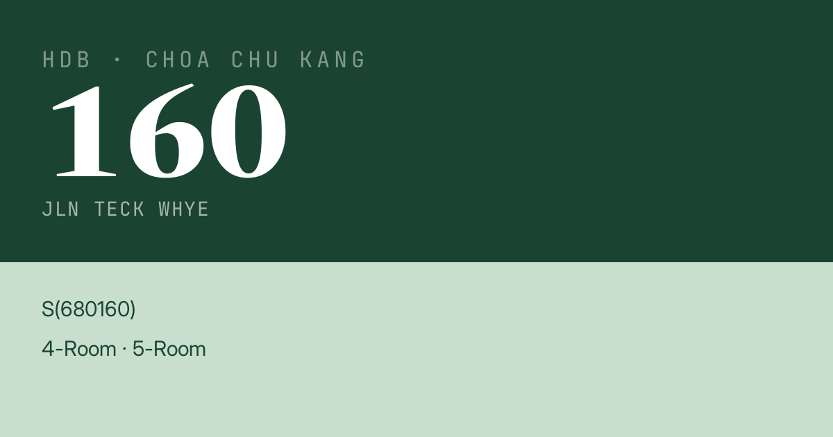 Blk 160 Jln Teck Whye HDB Resale | Price, Transactions & Rental Data