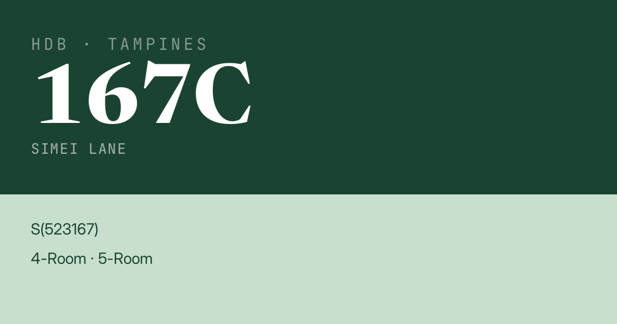 Blk 167C Simei Lane HDB Resale | Price, Transactions & Rental Data